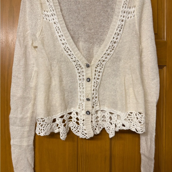 Free People Sweaters - Free People Cream Crochet Trim Sweater